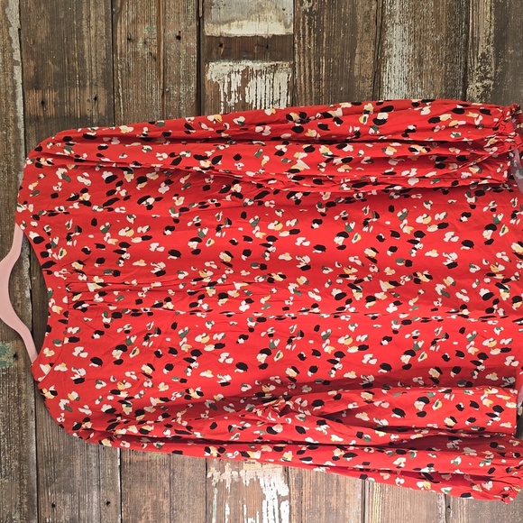 Bloomchic Red Ruffled Long Sleeve Blouse, Plus Size 22/24 - Picture 2 of 4